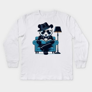 Giant Panda In A Chair Kids Long Sleeve T-Shirt